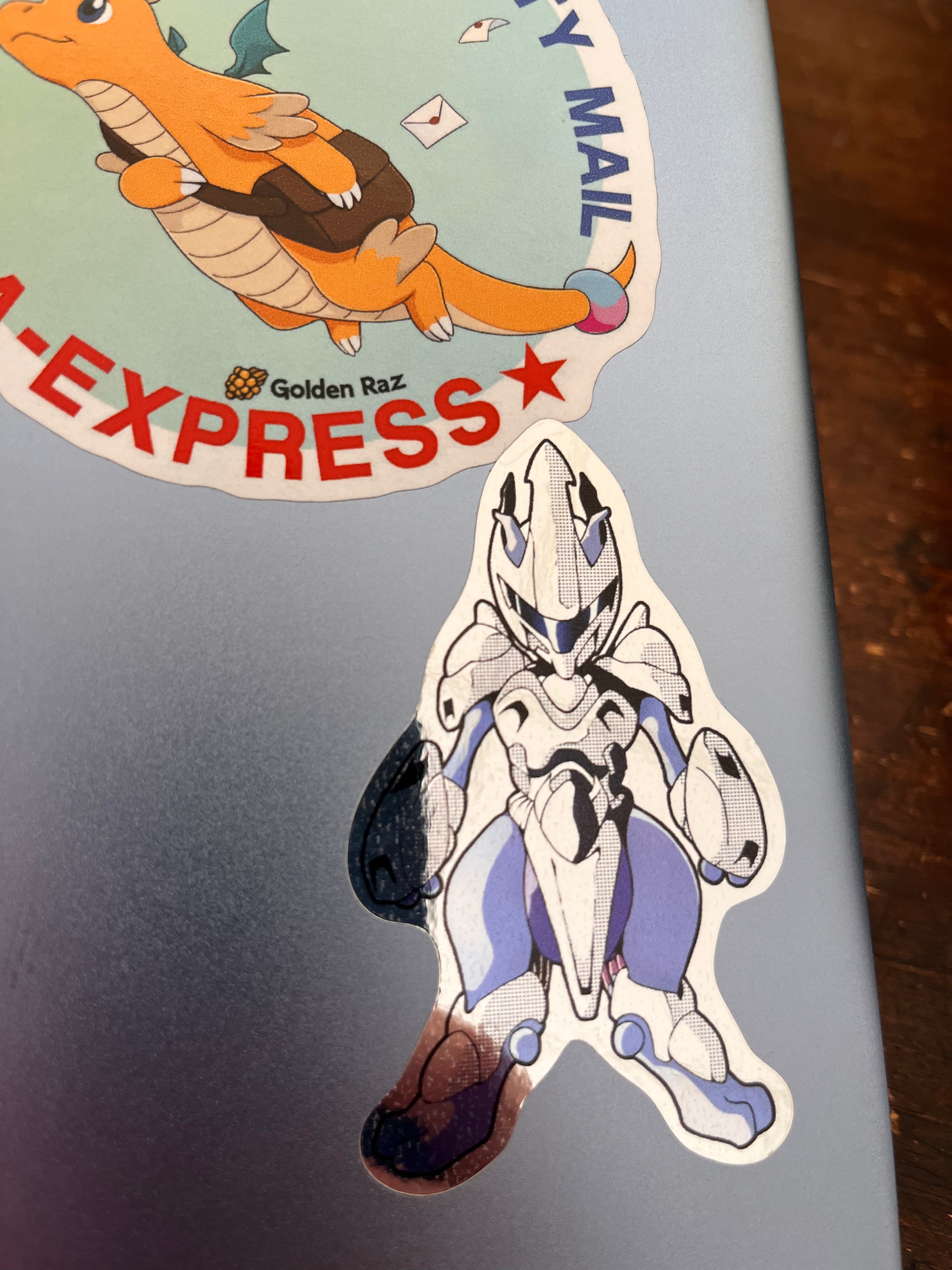 Vintage Armored Mewtwo Log 2.5" Metalic Vinyl Sticker