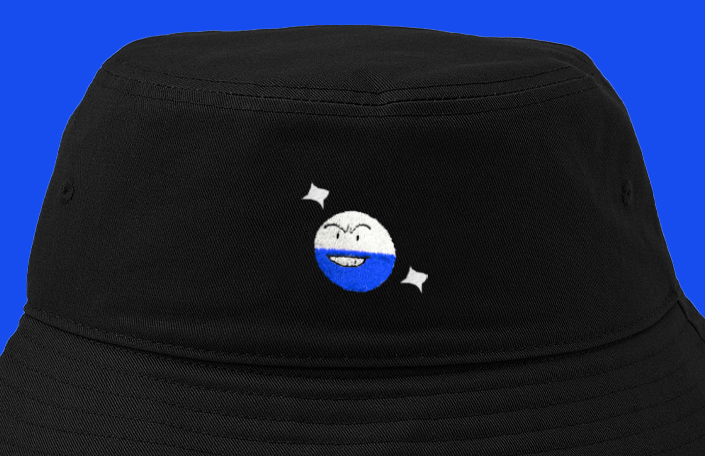 electrode shiny bucket hat